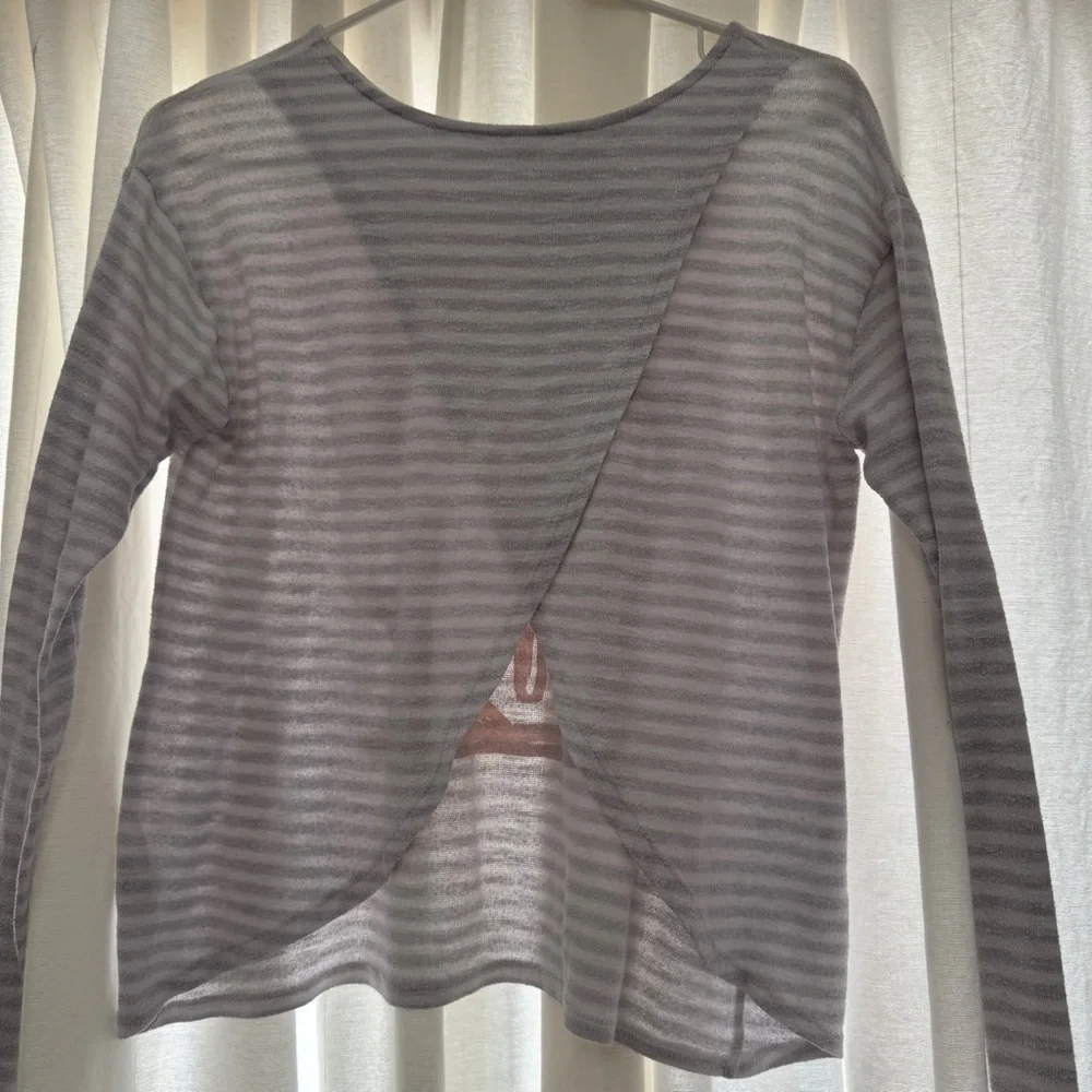 Gymboree Gray and White Striped “Happy” Knit Top